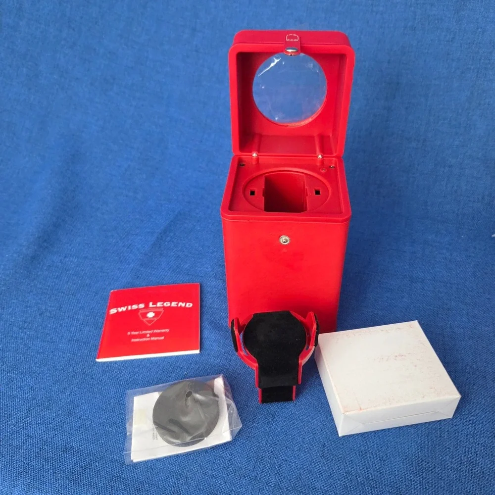 Swiss Legend Single Watch Winder Red Faux Leather Automatic Watch Box Case
